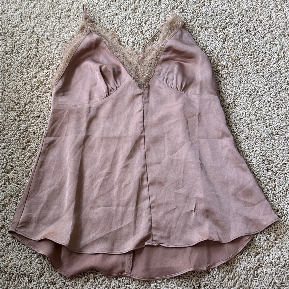 Lace Trimmed light brown cami top